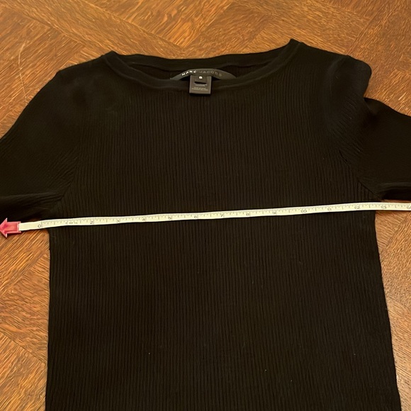 Marc Jacobs Black Cashmere Short Sleeve Crew Neck Ribbed Sweater Top Small XS - Picture 11 of 12